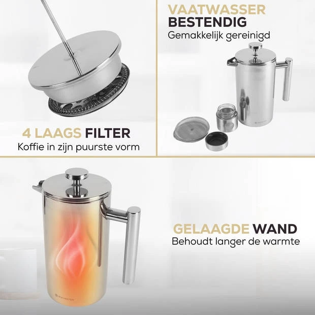 Rochester French Press - Cafetiere met Bonenpotje - Koffiemaker - 1 Liter - Vaatwasserbestendig – Dubbelwandig - RVS Rochester French Press - Cafetiere Met Bonenpotje - Koffiemaker - 1 Liter - Vaatwasserbestendig – Dubbelwandig - RVS -LAVAZZA Winkel 3813902 e7e352d0
