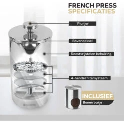 Rochester French Press - Cafetiere Met Bonenpotje - Koffiemaker - 1 Liter - Vaatwasserbestendig – Dubbelwandig - RVS 2 Rochester French Press - Cafetiere Met Bonenpotje - Koffiemaker - 1 Liter - Vaatwasserbestendig – Dubbelwandig - RVS -LAVAZZA Winkel 3813902 ffc95859