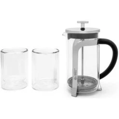 Leopold Vienna - Koffiemaker Shiny 600 Ml + 2 Dubbelwandige Glazen