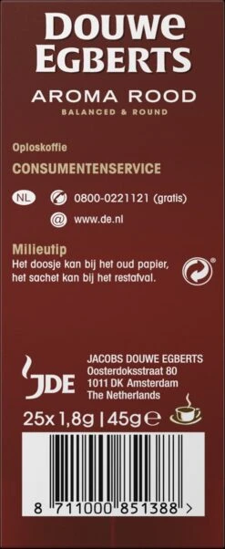 Douwe Egberts Aroma Rood Sticks Oploskoffie - 6 X 25 Zakjes -LAVAZZA Winkel 492x1200 1
