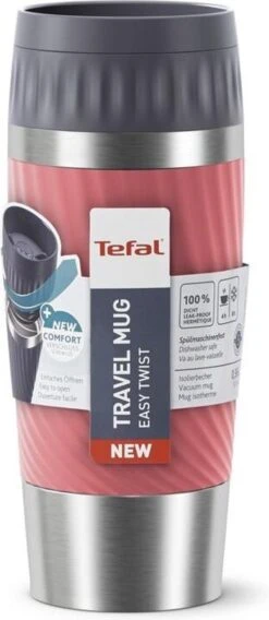 Tefal Travel Mug Easy Twist Thermobeker - Koraalrood - 0,36 Liter -LAVAZZA Winkel 522x1200