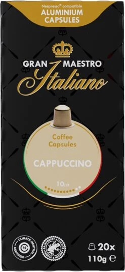 Gran Maestro Italiano - Cappuccino - Koffiecups - Nespresso Compatibel Capsules - Intense Smaak - 6 X 20 Cups -LAVAZZA Winkel 551x1200