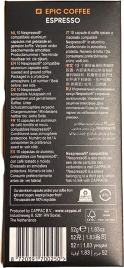 100 Capsules Epic Coffee - Espresso - Nespresso® Compatible Aluminium Capsules - RFA Keurmerk - Doos 100 Stuks -LAVAZZA Winkel 556x1200 1