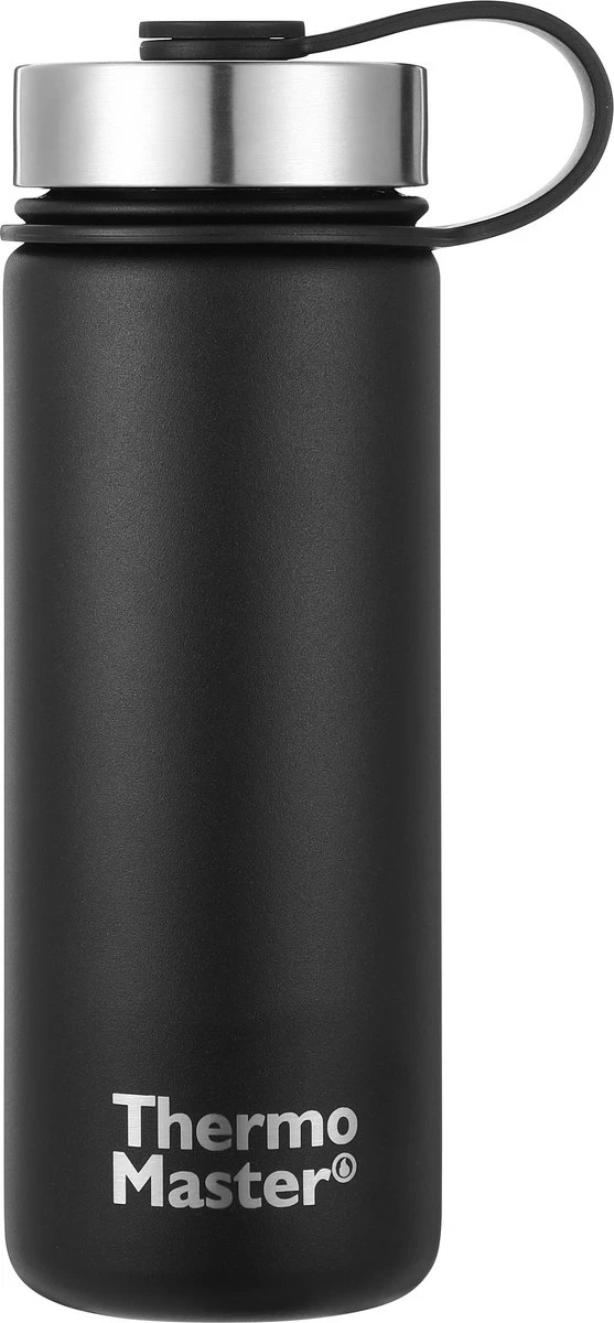 Thermo Master - Thermosfles & Drinkfles - Waterfles - 0,5 Liter - Midnight Black - 3 doppen Thermo Master - Thermosfles & Drinkfles - Waterfles - 0,5 Liter - Midnight Black - 3 Doppen -LAVAZZA Winkel