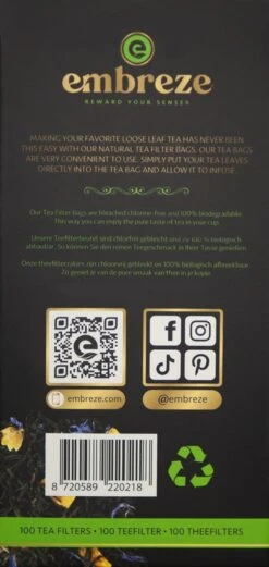 Embreze Theefilter Voor Losse Thee | 100% Chloorvrij | 100 Theefilters -LAVAZZA Winkel 569x1200 1