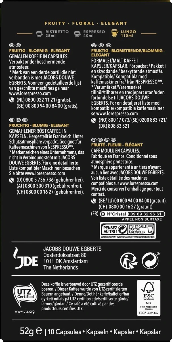 L'OR Lungo Elegante Koffiecups - Intensiteit 6/12 - 10 x 10 capsules L'OR Lungo Elegante Koffiecups - Intensiteit 6/12 - 10 X 10 Capsules -LAVAZZA Winkel 606x1200 7