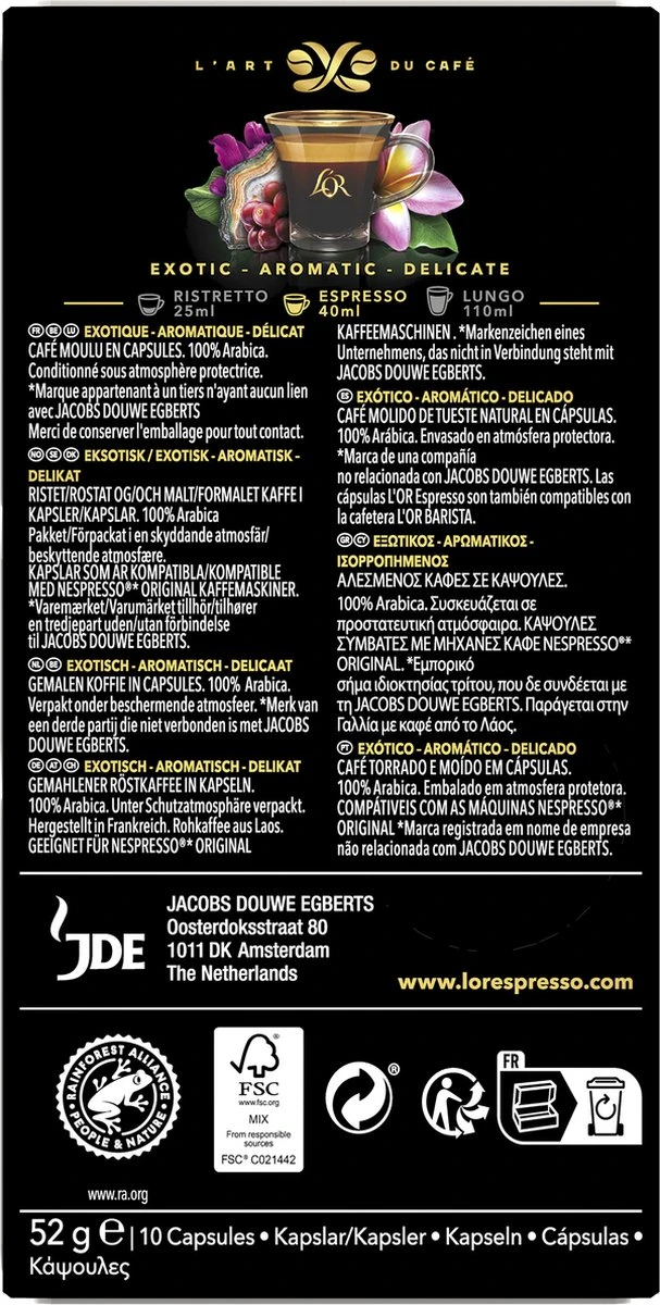 L'OR Espresso Limited Creations Laos Bolaven Koffiecups - Intensiteit 7/12 - 10 x 10 Capsules L'OR Espresso Limited Creations Laos Bolaven Koffiecups - Intensiteit 7/12 - 10 X 10 Capsules -LAVAZZA Winkel 607x1200 12