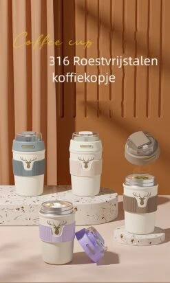 Floraweg Cup - Drinkbeker To GO- Lekvrij Dubbelwandig ,RVS 316, Thermosbeker Koffiebeker- Koffie En Thee - 400ml Zwart -LAVAZZA Winkel 719x1200