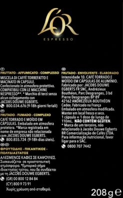 L'OR Lungo Estremo Koffiecups - Intensiteit 10/12 - 4 X 40 Capsules -LAVAZZA Winkel 750x1200 1