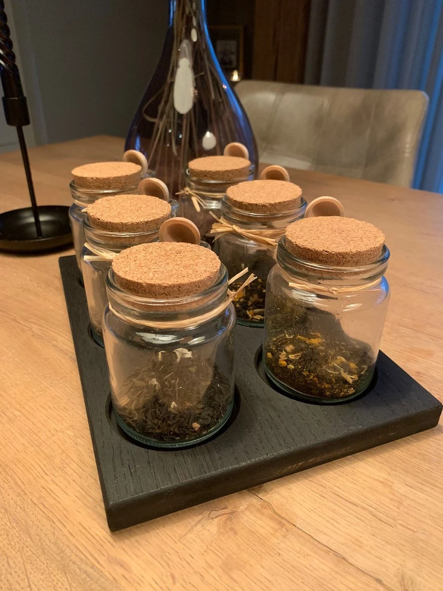 Theeplank Black edition met 6 potjes en houten lepel voor Thee Theeplateau ( vervanger van Theedoos ) MeubelZwagerij Theeplank Black Edition Met 6 Potjes En Houten Lepel Voor Thee Theeplateau ( Vervanger Van Theedoos ) MeubelZwagerij -LAVAZZA Winkel 900x1200 10