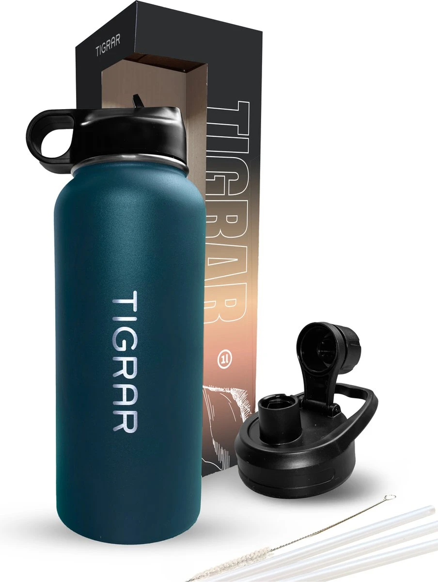Tigrar - Waterfles - Drinkfles - Thermosfles 1 liter dubbelwandig - RVS - (Staal) Blauw - incl. extra dop 3 rietjes en reiniger Tigrar - Waterfles - Drinkfles - Thermosfles 1 Liter Dubbelwandig - RVS - (Staal) Blauw - Incl. Extra Dop 3 Rietjes En Reiniger -LAVAZZA Winkel 904x1200 1