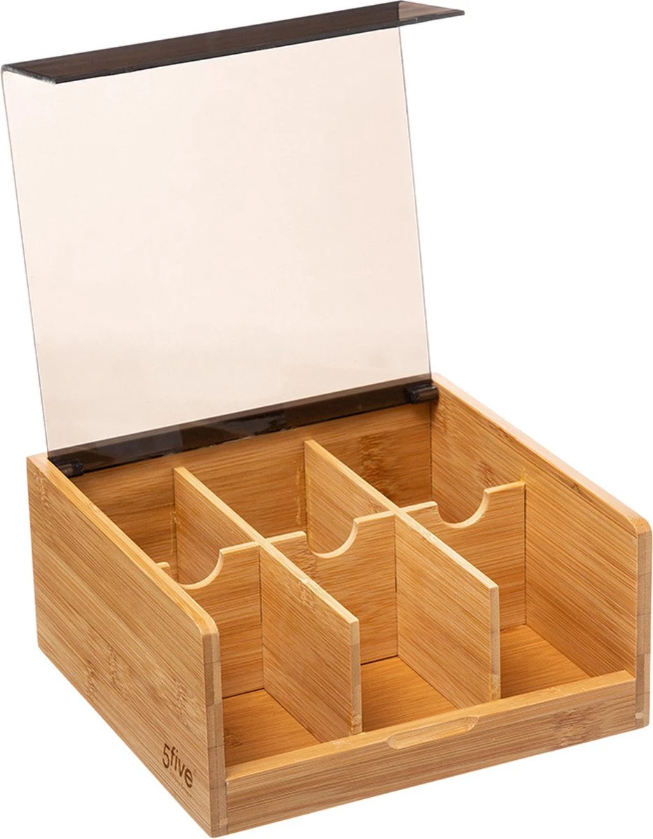 Theedoos/theekist bruin/zwart 6-vaks 22 x 21 cm van bamboe hout - Theezakjes doos/kist Theedoos/theekist Bruin/zwart 6-vaks 22 X 21 Cm Van Bamboe Hout - Theezakjes Doos/kist -LAVAZZA Winkel 934x1200 3