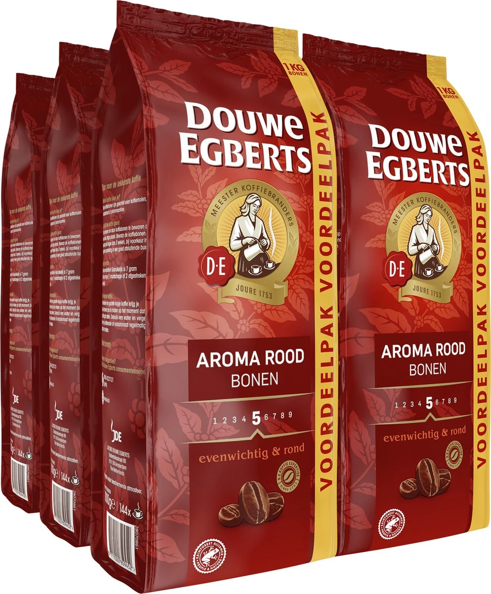 Douwe Egberts Aroma Rood Koffiebonen - 4 x 1000 gram - Extra grote verpakking Douwe Egberts Aroma Rood Koffiebonen - 4 X 1000 Gram - Extra Grote Verpakking -LAVAZZA Winkel 993x1200 5