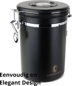 Castagnola Koffie Bewaarbus - Luchtdicht Met CO2 Uitlaat - Voor 600 Gram Koffiebonen - Koffieblik Matzwart Voorraadbussen - Voorraadbus - 1.8L -LAVAZZA Winkel 995x1200 1